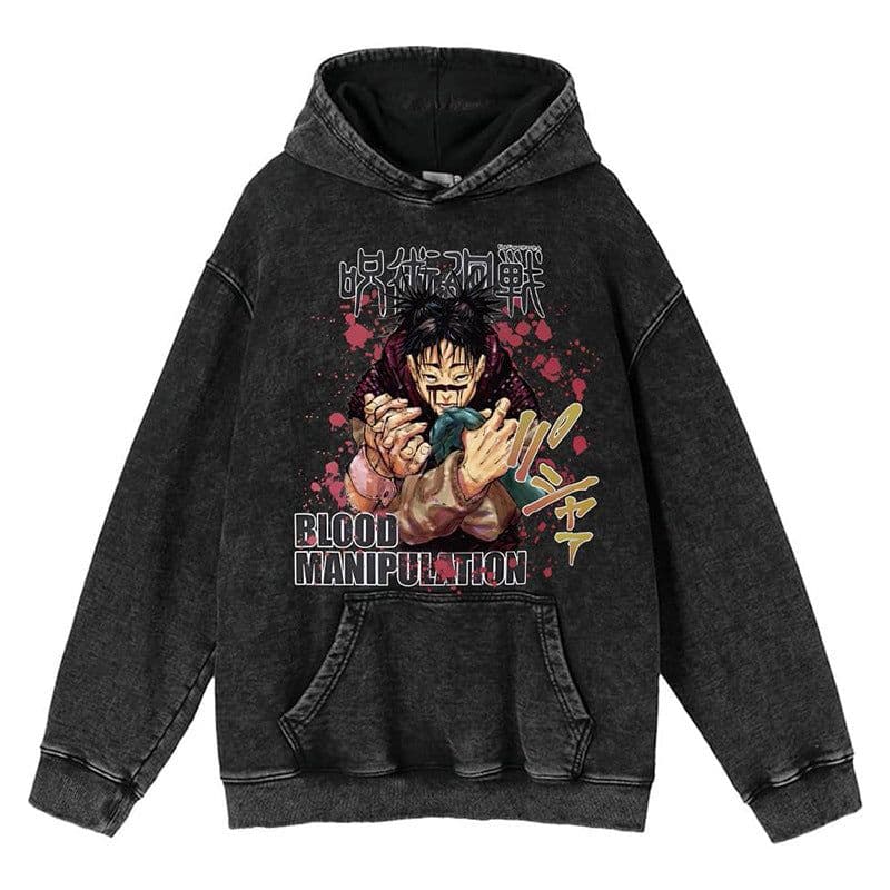 image-hoodie cross-border spring and autumn new washed retro hoodie curse return to anime peripheral printed sweatshirts for men and women