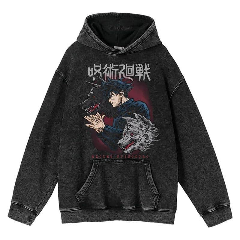 image-hoodie cross-border spring and autumn new washed retro hoodie curse return to anime peripheral printed sweatshirts for men and women