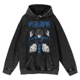 image-hoodie cross-border spring and autumn new washed retro hoodie curse return to anime peripheral printed sweatshirts for men and women