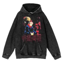 image-hoodie cross-border spring and autumn new washed retro hoodie curse return to anime peripheral printed sweatshirts for men and women