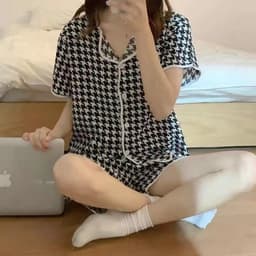 image-sleepwear foreign trade pajamas women's source pajamas foreign trade hot style 3XL fat MM plus fat plus spring and autumn sleep