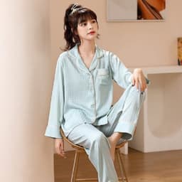 image-sleepwear foreign trade pajamas women's source pajamas foreign trade hot style 3XL fat MM plus fat plus spring and autumn sleep