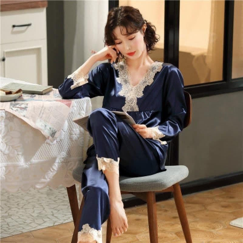 image-sleepwear foreign trade pajamas women's source pajamas foreign trade hot style 3XL fat MM plus fat plus spring and autumn sleep