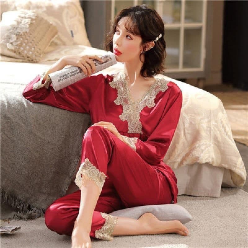 image-sleepwear foreign trade pajamas women's source pajamas foreign trade hot style 3XL fat MM plus fat plus spring and autumn sleep