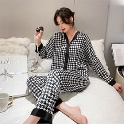 image-sleepwear foreign trade pajamas women's source pajamas foreign trade hot style 3XL fat MM plus fat plus spring and autumn sleep