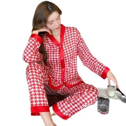 image-sleepwear foreign trade pajamas women's source pajamas foreign trade hot style 3XL fat MM plus fat plus spring and autumn sleep