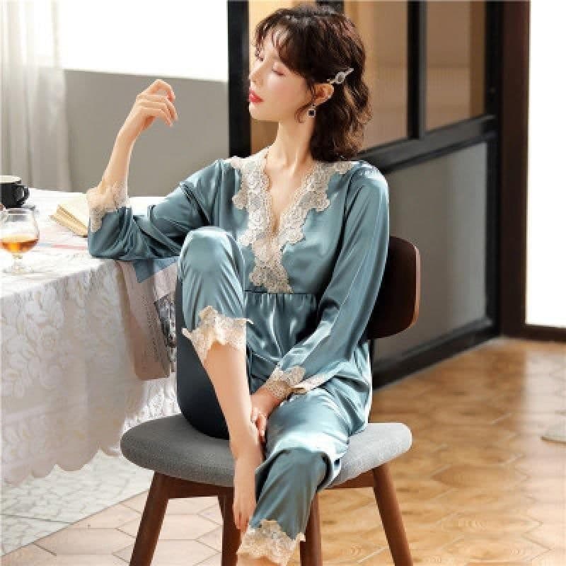 image-sleepwear foreign trade pajamas women's source pajamas foreign trade hot style 3XL fat MM plus fat plus spring and autumn sleep
