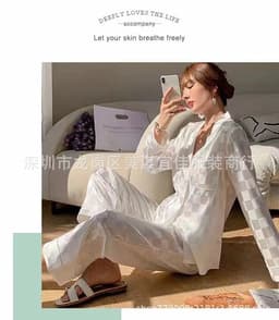 image-sleepwear foreign trade pajamas women's source pajamas foreign trade hot style 3XL fat MM plus fat plus spring and autumn sleep