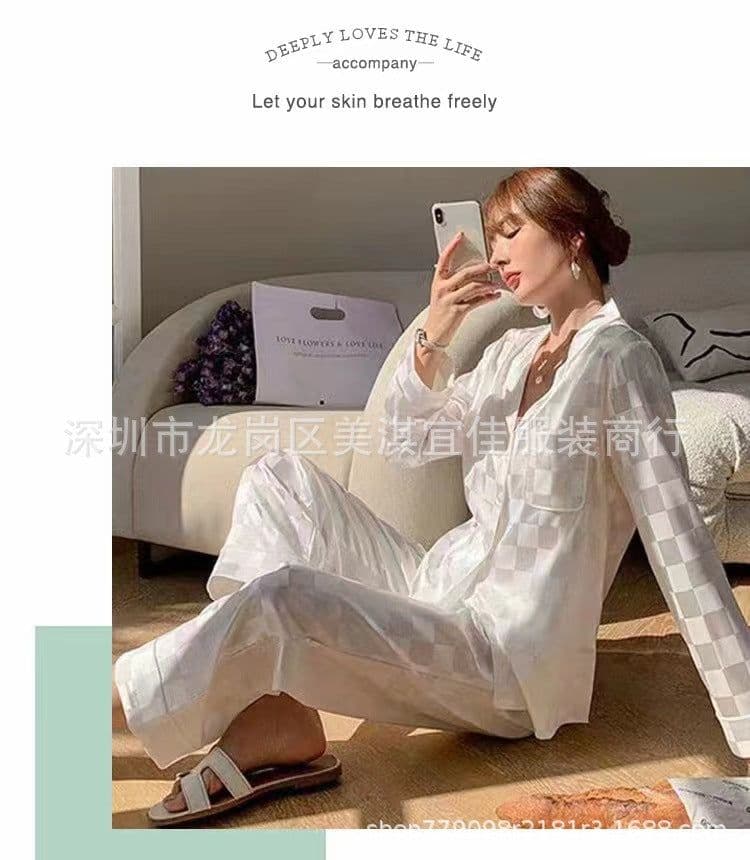 image-sleepwear foreign trade pajamas women's source pajamas foreign trade hot style 3XL fat MM plus fat plus spring and autumn sleep