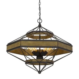 image-Alicante 60W X 6 Pine Wood/Metal Chandelier (Edison Bulbs Not Included)