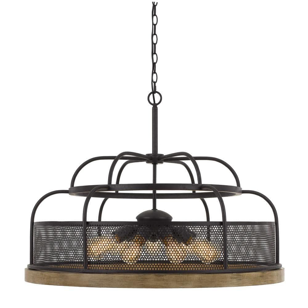 image-Akaki 60W X 9 Metal/Pine Wood Chandelier (Edison Bulbs Not Included)