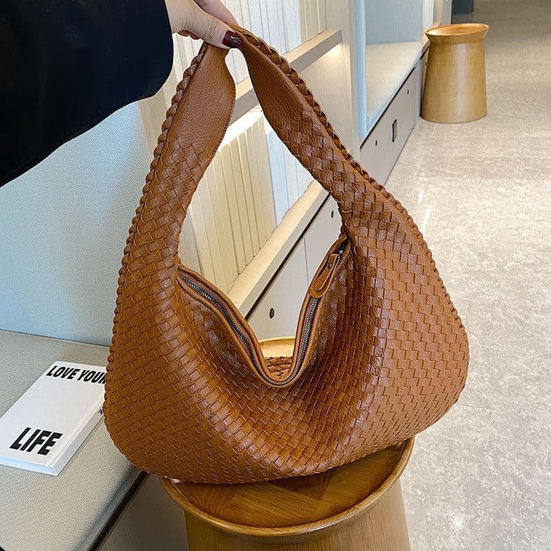 image-New high-end hand-woven bag women's cross-border foreign trade armpit bag casual texture shoulder bag handbag