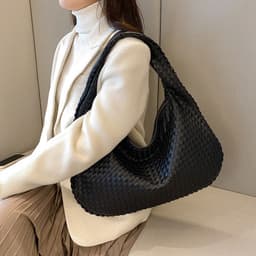 image-New high-end hand-woven bag women's cross-border foreign trade armpit bag casual texture shoulder bag handbag