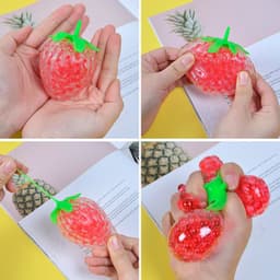 image-Simulated Colorful Strawberry Squeezing Music To Vent