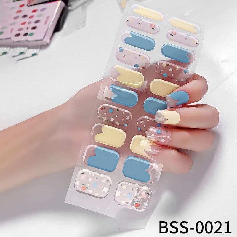 image-customized gel nail stickers 3D lighting light therapy semi-cured nail stickers European and American Amazon gel nail stickers