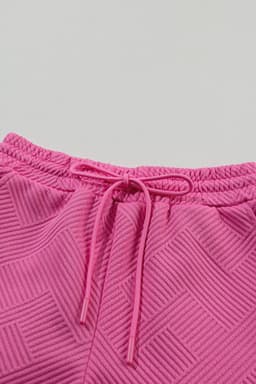 image-Strawberry Pink 2pcs Drawstring Shorts Set, Short Sleeve Top & Shorts