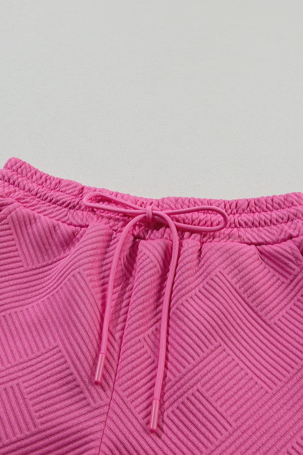 image-Strawberry Pink 2pcs Drawstring Shorts Set, Short Sleeve Top & Shorts