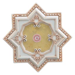 image-Ivory and Gold Eight Pointed Star Chandelier Ceiling Medallion 24in