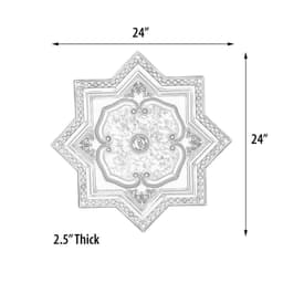 image-Ivory and Gold Eight Pointed Star Chandelier Ceiling Medallion 24in