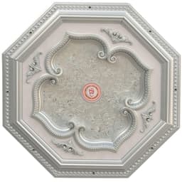 image-Silver Leaf Clover and Silver Frame Octagon Chandelier Ceiling Medallion 24in