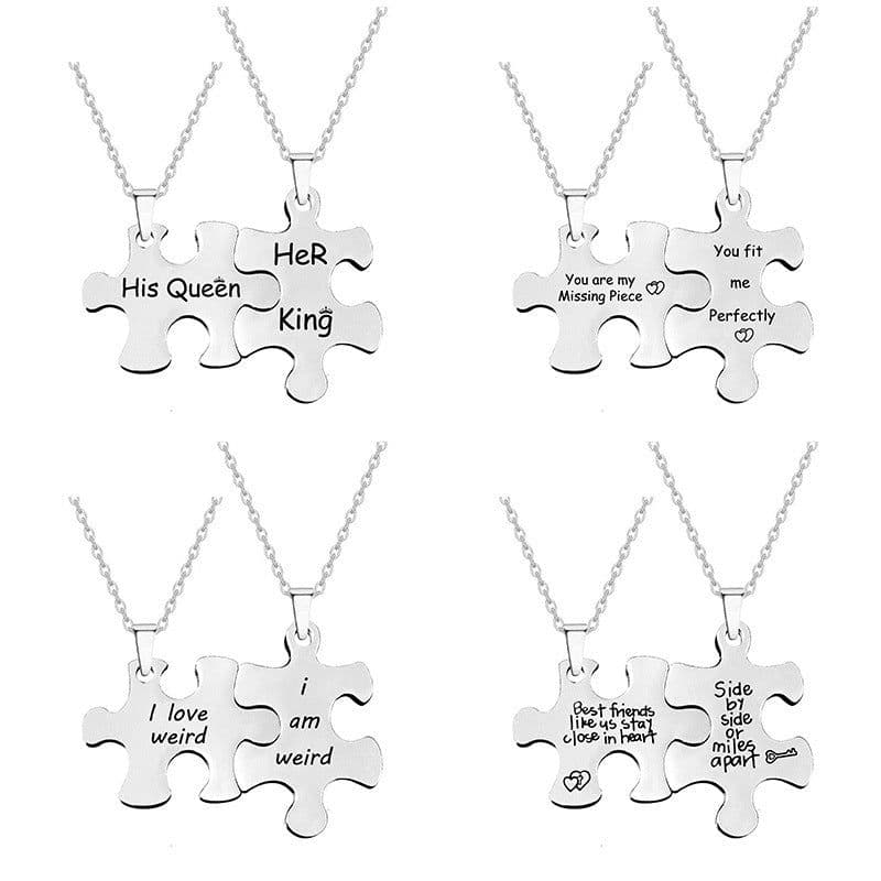 image-Cross-border creative puzzle necklace for men and women stainless steel couple jewelry necklace Chinese Valentine's Day engraving titanium steel necklace