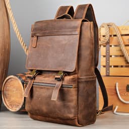 image-Genuine leather backpack men's cowhide backpack casual business travel computer bag large capacity crazy horse leather men's bag