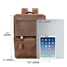 image-Genuine leather backpack men's cowhide backpack casual business travel computer bag large capacity crazy horse leather men's bag