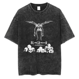 image-Cross-border new trendy brand washed retro men's short-sleeved T-shirt summer anime peripheral printed loose T-shirt for men