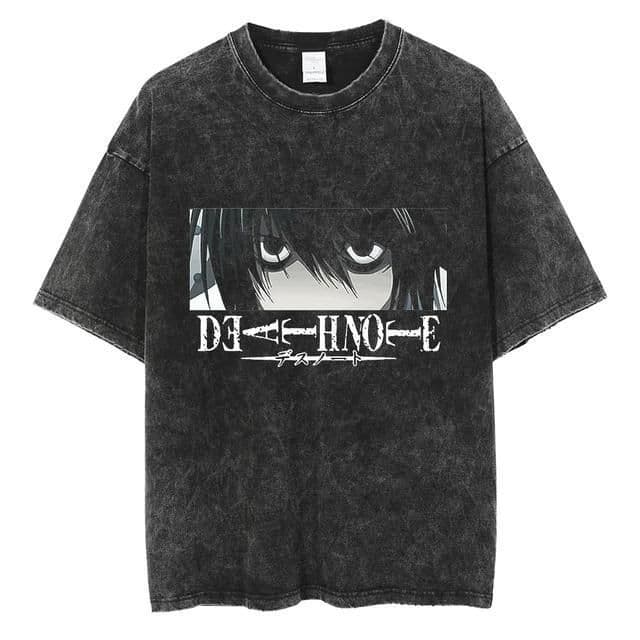 image-Cross-border new trendy brand washed retro men's short-sleeved T-shirt summer anime peripheral printed loose T-shirt for men