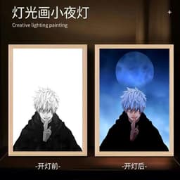 image-Spell Return Gojo Satoru Peripheral Light Painting Animation Line Drawing Ambient Light Decorative Painting Desktop Ornament Night Light