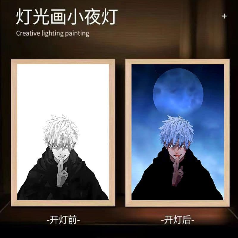 image-Spell Return Gojo Satoru Peripheral Light Painting Animation Line Drawing Ambient Light Decorative Painting Desktop Ornament Night Light