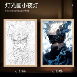 image-Spell Return Gojo Satoru Peripheral Light Painting Animation Line Drawing Ambient Light Decorative Painting Desktop Ornament Night Light