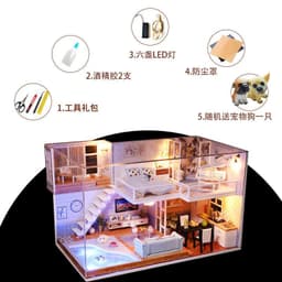image-Loft villa diy handmade cabin model toy production small house assembly birthday Chinese Valentine's Day female manufacturer