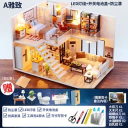 image-Loft villa diy handmade cabin model toy production small house assembly birthday Chinese Valentine's Day female manufacturer