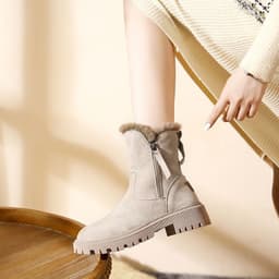 image-Cotton shoes for women 2023 new winter fur integrated snow boots for women plus velvet casual Martin boots short boots large cotton shoes for women