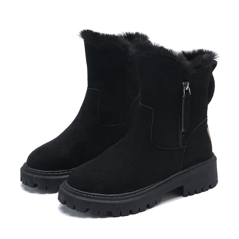 image-Cotton shoes for women 2023 new winter fur integrated snow boots for women plus velvet casual Martin boots short boots large cotton shoes for women