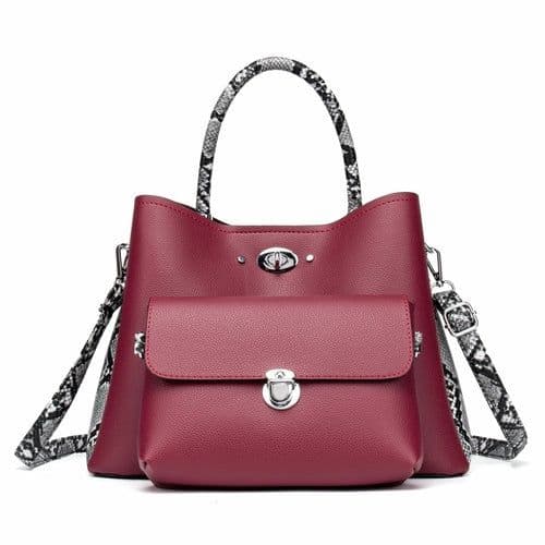 image-Two Pieces Snake Pattern Strap Messenger Bag