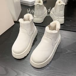 image-Snow boots for women 2023 new style comfortable thick sole plus velvet warm fur one-piece lazy one-leg short-tube women's cotton shoes