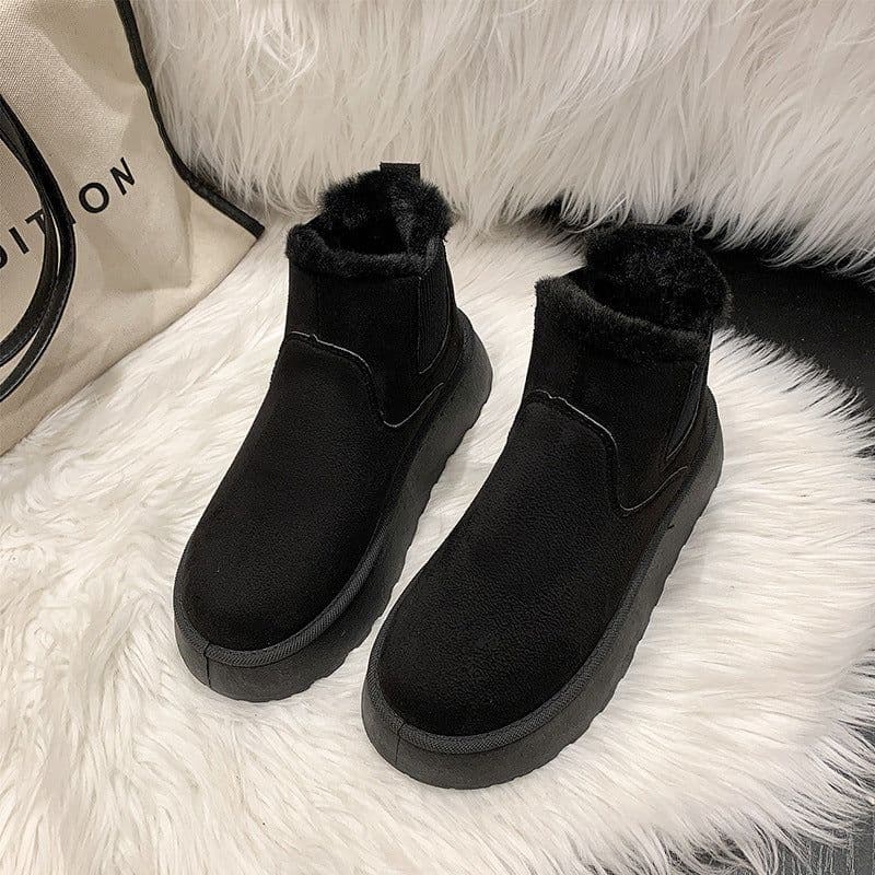 image-Snow boots for women 2023 new style comfortable thick sole plus velvet warm fur one-piece lazy one-leg short-tube women's cotton shoes