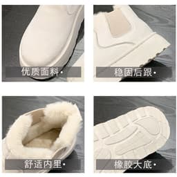 image-Snow boots for women 2023 new style comfortable thick sole plus velvet warm fur one-piece lazy one-leg short-tube women's cotton shoes