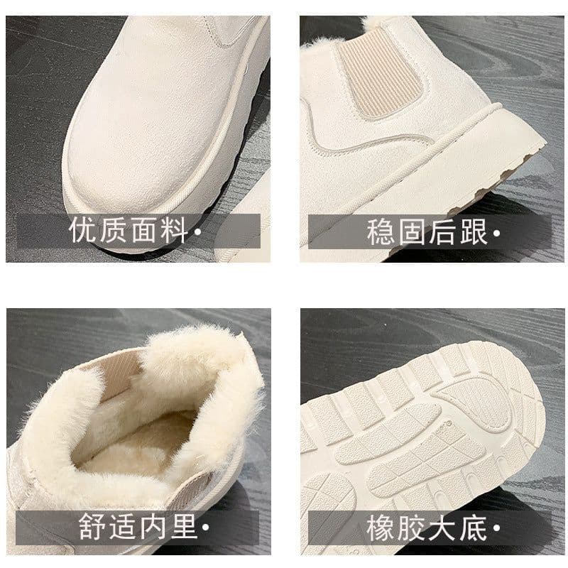 image-Snow boots for women 2023 new style comfortable thick sole plus velvet warm fur one-piece lazy one-leg short-tube women's cotton shoes