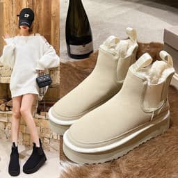 image-Thick-soled snow boots for women 2022 autumn and winter new elastic band heightening cotton shoes winter plus velvet slip-on Chelsea