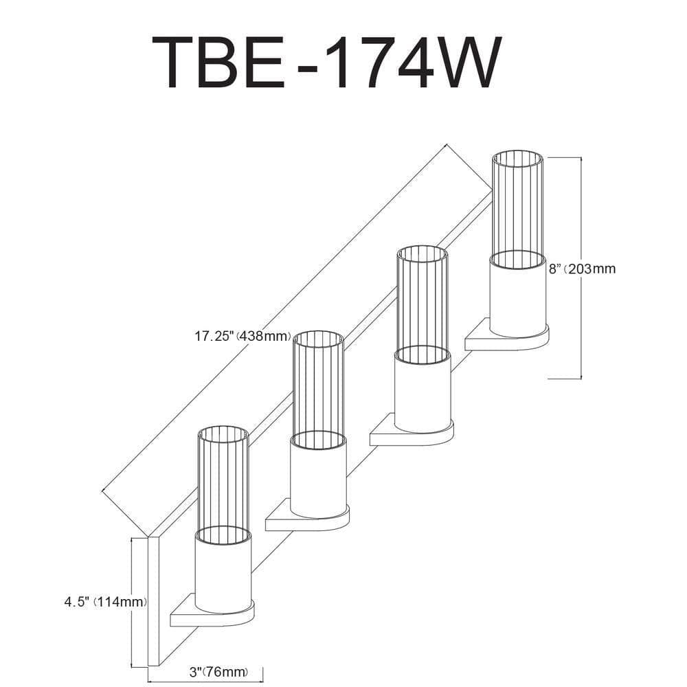 image-4LT Incandescent Vanity, MB, CLR Fluted Glass