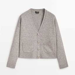 image-PB&ZA 23 new autumn style minimalist casual blended V-neck knitted cardigan short jacket 05661686803