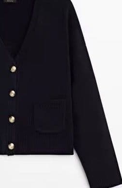 image-PB&ZA 23 new autumn style minimalist casual blended V-neck knitted cardigan short jacket 05661686803