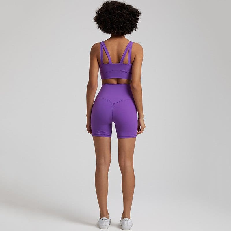 image-New Amazon Sports Fitness Shorts Outdoor Running Hip Raising High Waist Tights Nude Yoga Suit for Women