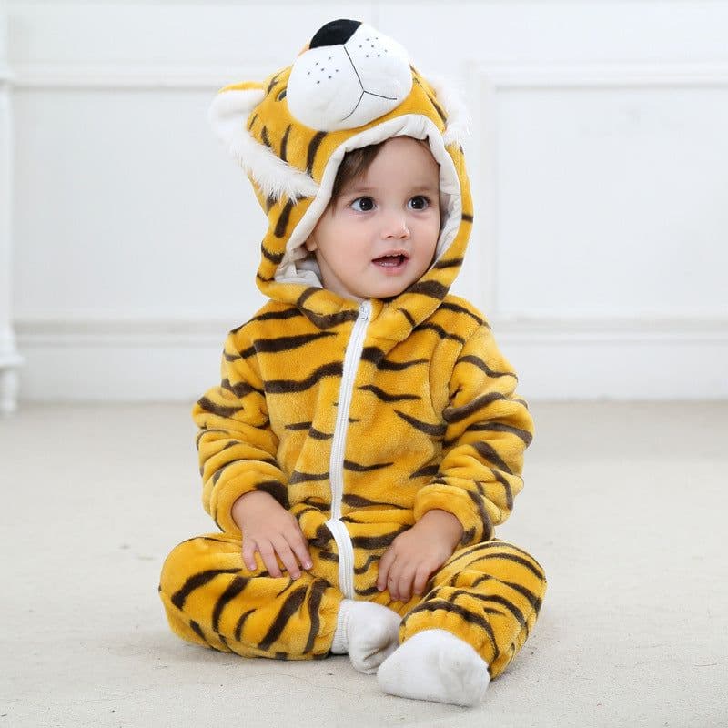 image-MICHLEY Baby Jumpsuit Hooded Flannel - Tiger 70cm