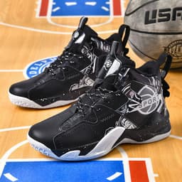 image-Winter large cotton basketball shoes for men plus velvet and cotton to keep warm sports running shoes for teenagers and middle school students practical sneakers