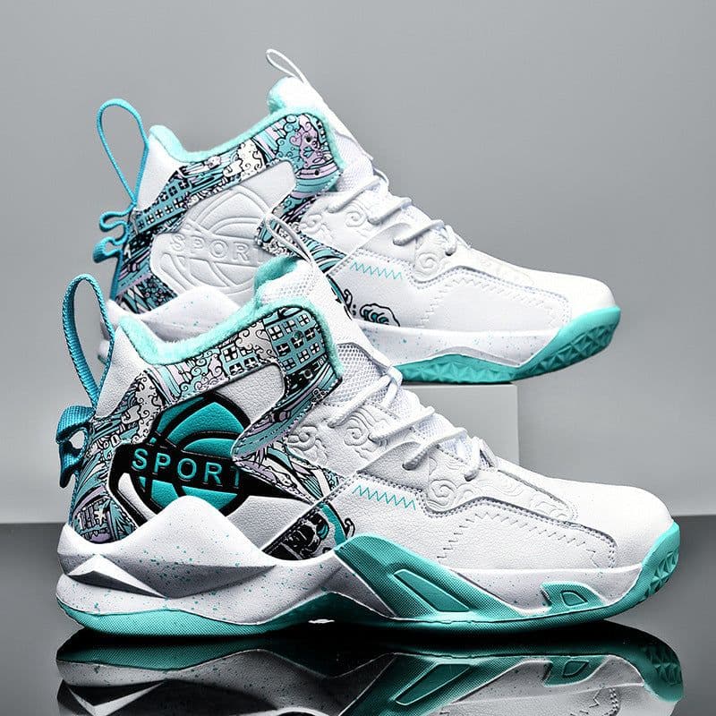 image-Winter large cotton basketball shoes for men plus velvet and cotton to keep warm sports running shoes for teenagers and middle school students practical sneakers