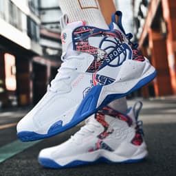 image-Winter large cotton basketball shoes for men plus velvet and cotton to keep warm sports running shoes for teenagers and middle school students practical sneakers